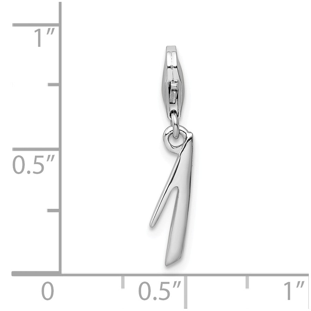 Million Charms 925 Sterling Silver Rhodium-Plated Number 1 With Lobster Clasp Charm