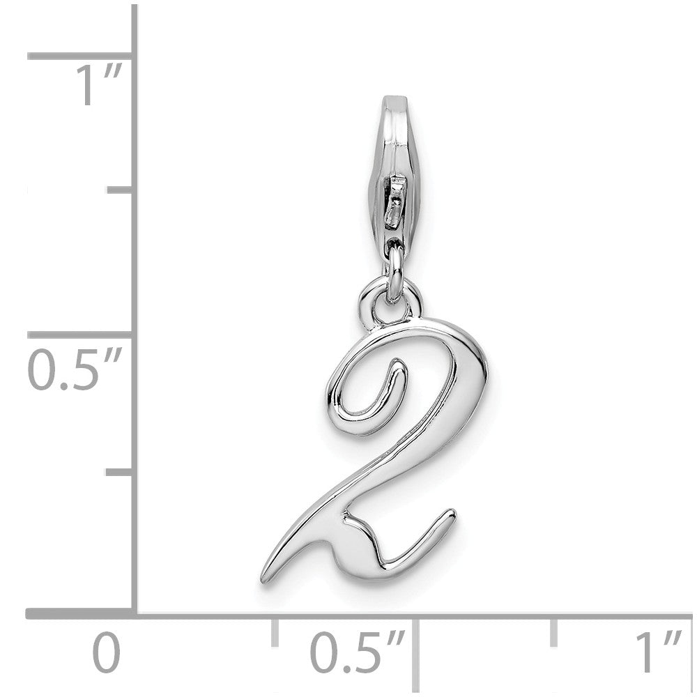 Million Charms 925 Sterling Silver Rhodium-Plated Number 2 With Lobster Clasp Charm