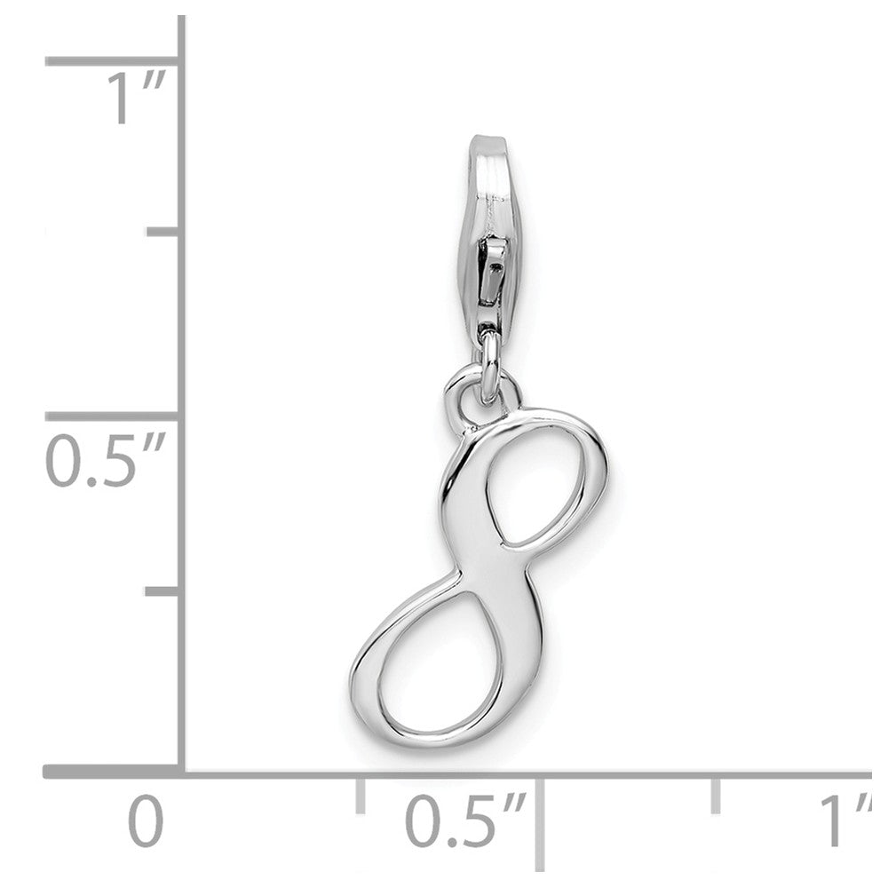 Million Charms 925 Sterling Silver Rhodium-Plated Number 8 With Lobster Clasp Charm