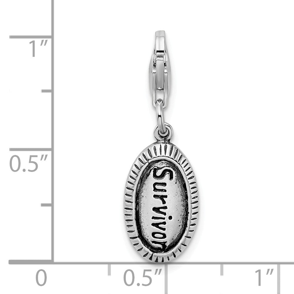 Million Charms 925 Sterling Silver Antiqued Survivor With Lobster Clasp Charm