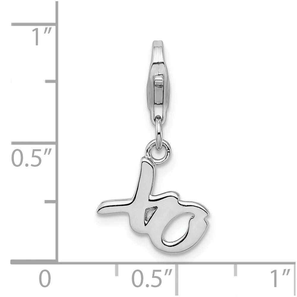 Million Charms 925 Sterling Silver Rhodium-plated Plated Xo With Lobster Clasp Charm