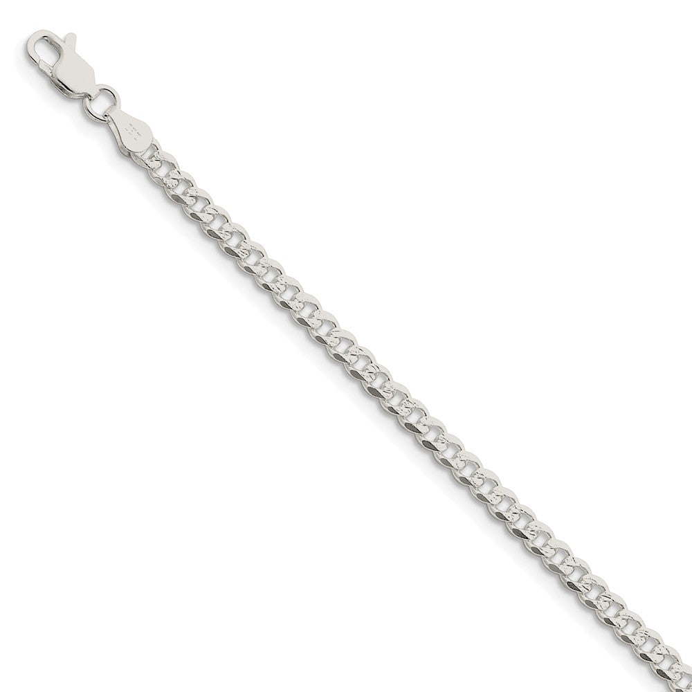 Million Charms 925 Sterling Silver 4mm Pav‚ Curb Chain, Chain Length: 7 inches