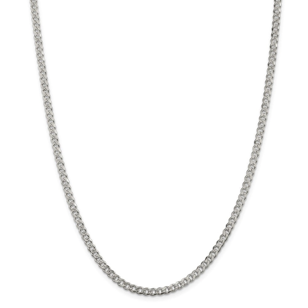 Million Charms 925 Sterling Silver 4mm Pav‚ Curb Chain, Chain Length: 20 inches