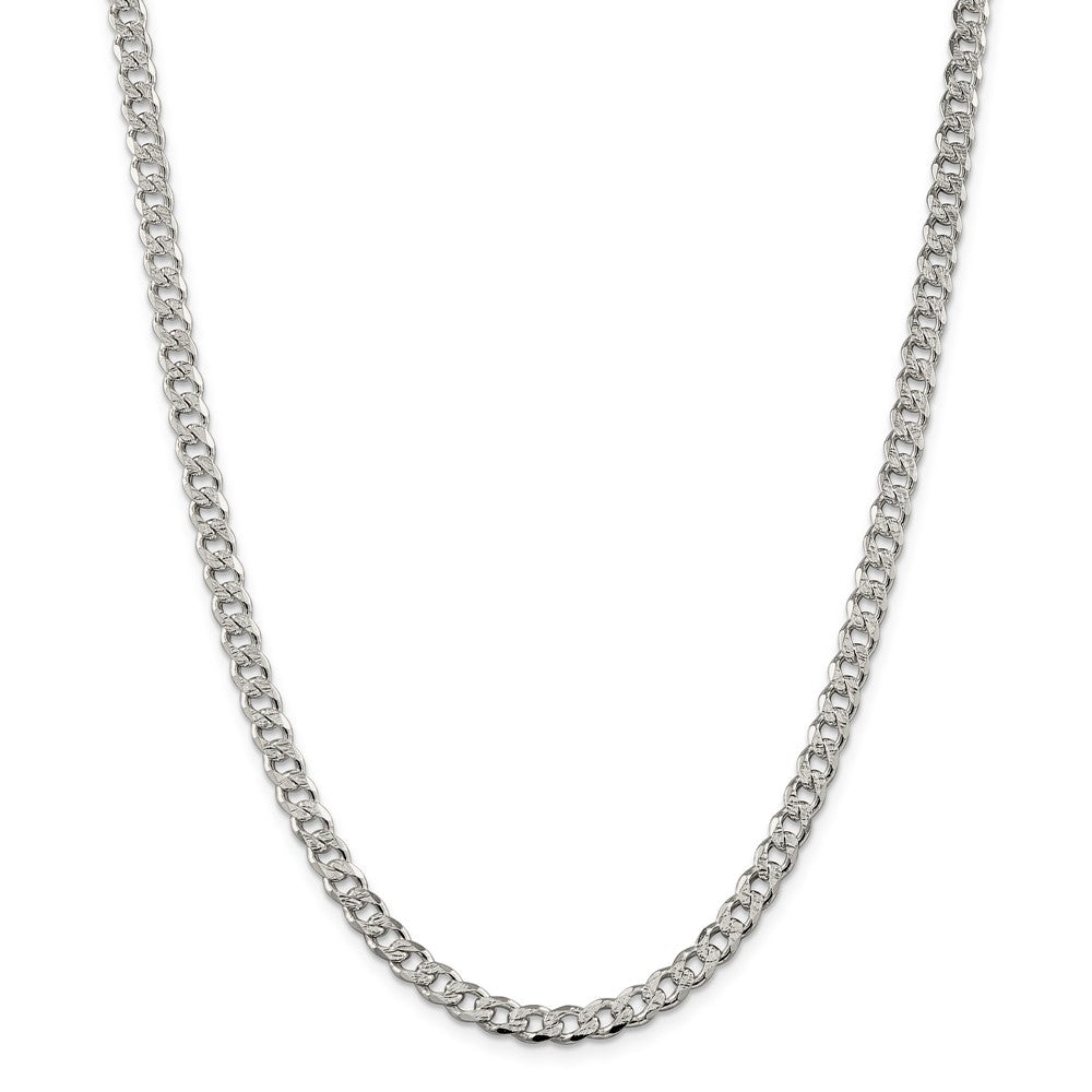 Million Charms 925 Sterling Silver 5.5mm Pav‚ Curb Chain, Chain Length: 22 inches