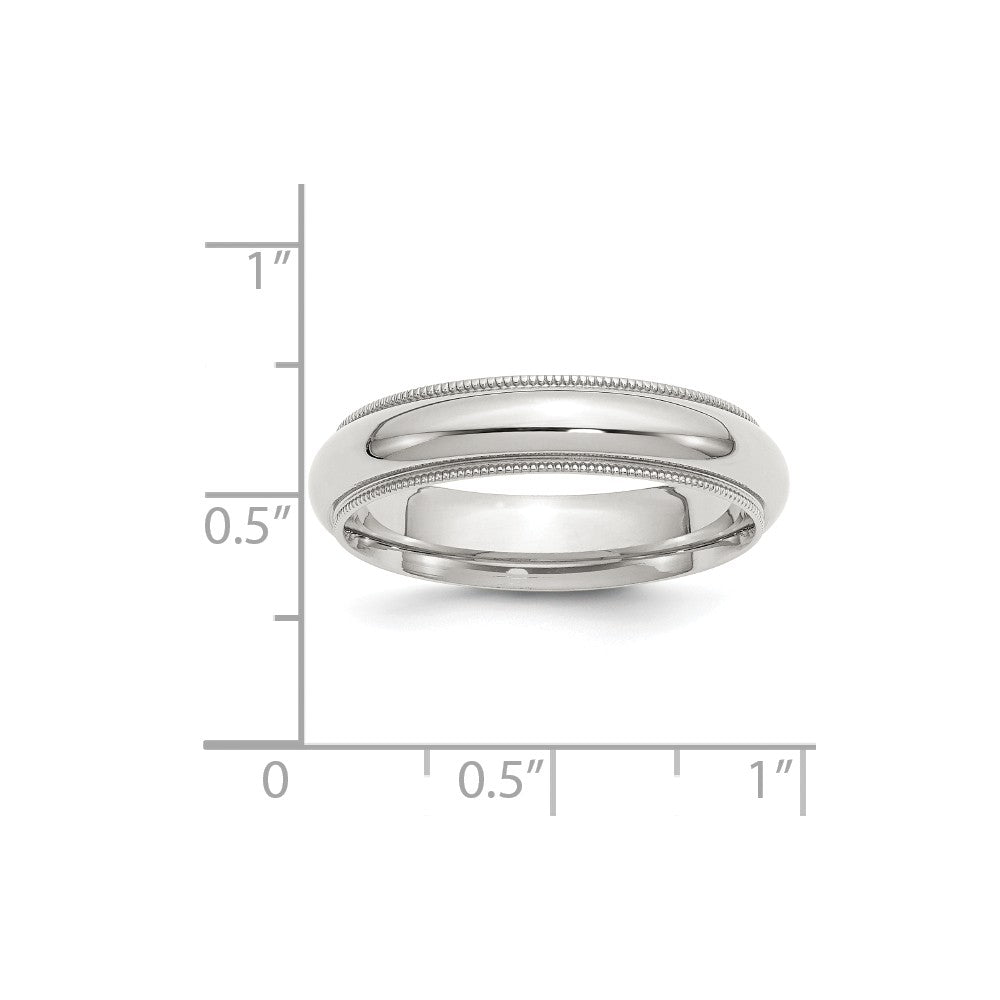 925 Sterling Silver 5mm Milgrain Comfort Fit Wedding Band, Size: 9.5