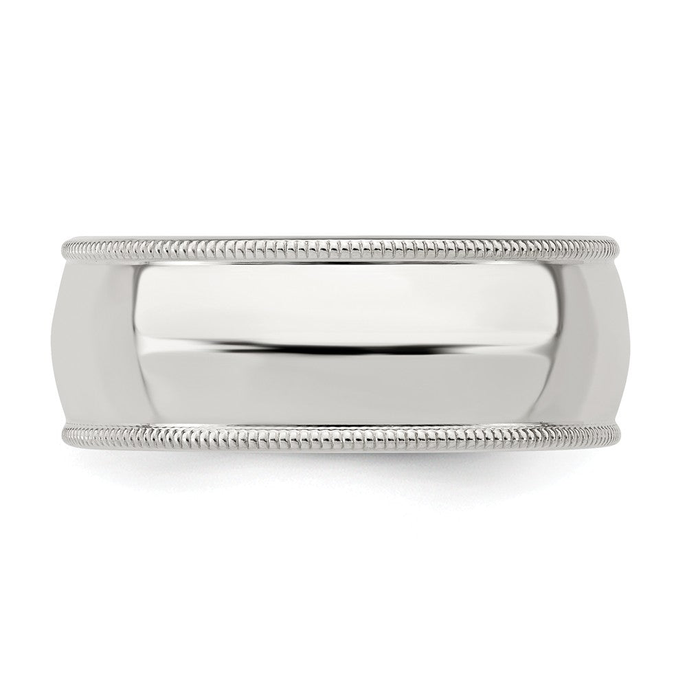 925 Sterling Silver 8mm Milgrain Comfort Fit Wedding Band, Size: 10