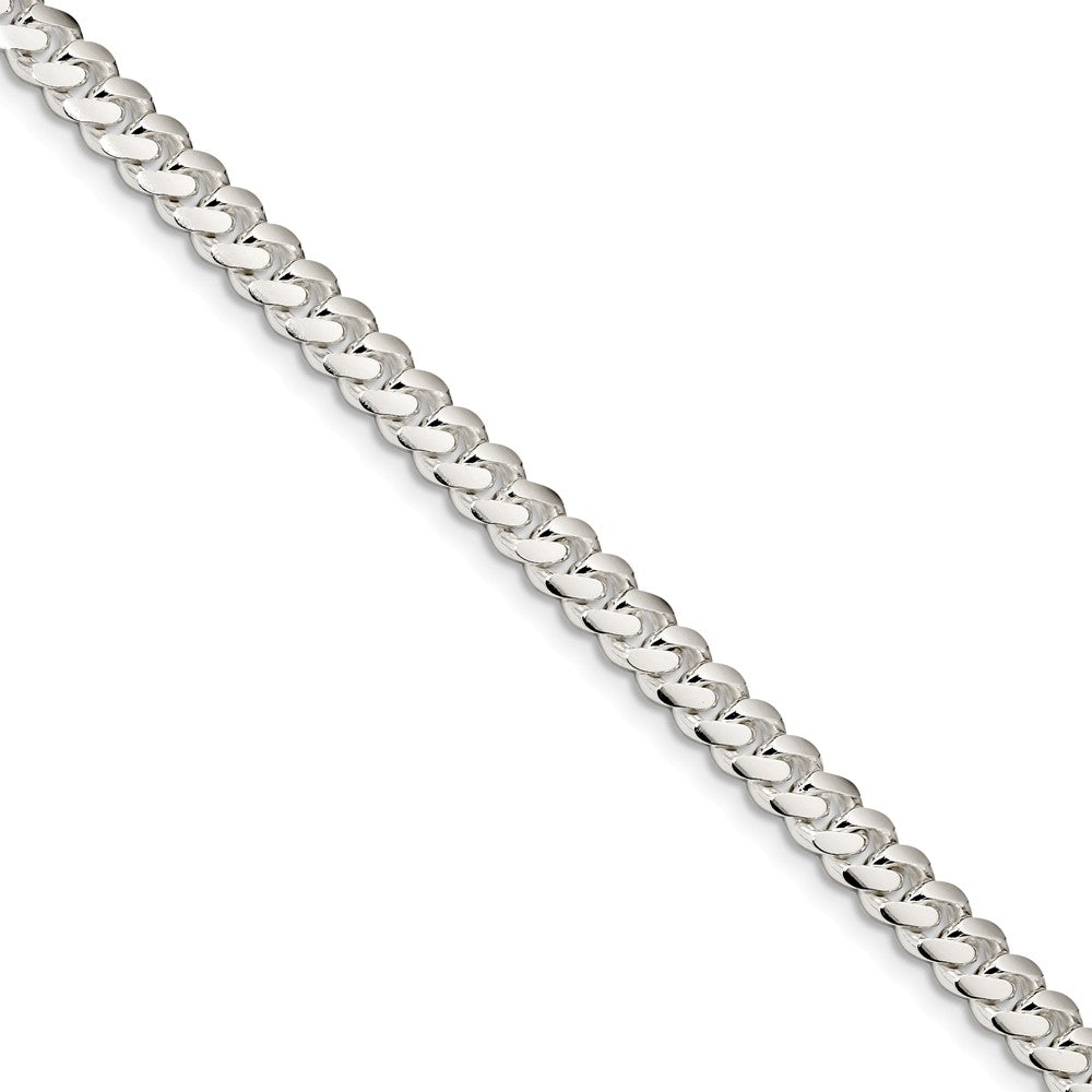 Million Charms 925 Sterling Silver 6.4mm Polished Domed Curb Chain, Chain Length: 7 inches