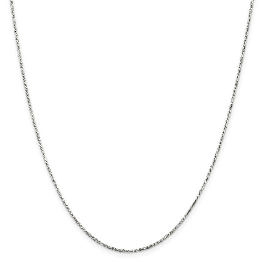 Million Charms 925 Sterling Silver Rhodium-plated 1.1mm Diamond-cut Rope Chain, Chain Length: 24 inches