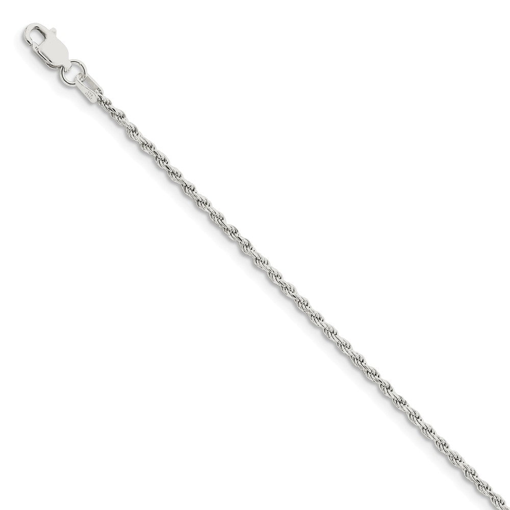 Million Charms 925 Sterling Silver 1.85mm Diamond-cut Rope Chain, Chain Length: 8 inches