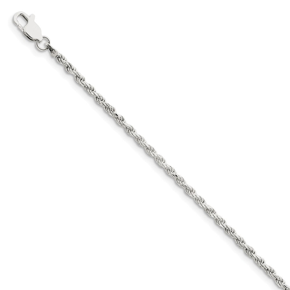 Million Charms 925 Sterling Silver 2.25mm Diamond-cut Rope Chain, Chain Length: 8 inches