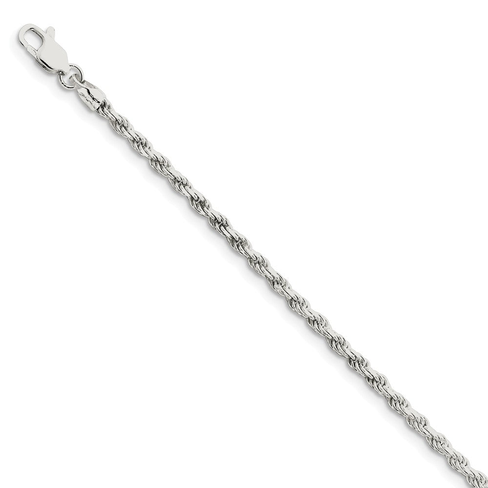 Million Charms 925 Sterling Silver 2.75mm Diamond-cut Rope Chain, Chain Length: 7 inches