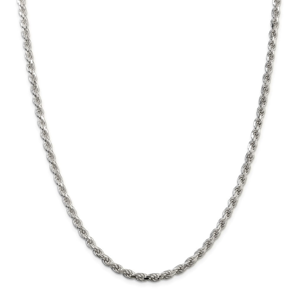 Million Charms 925 Sterling Silver 4.25mm Diamond-cut Rope Chain, Chain Length: 18 inches