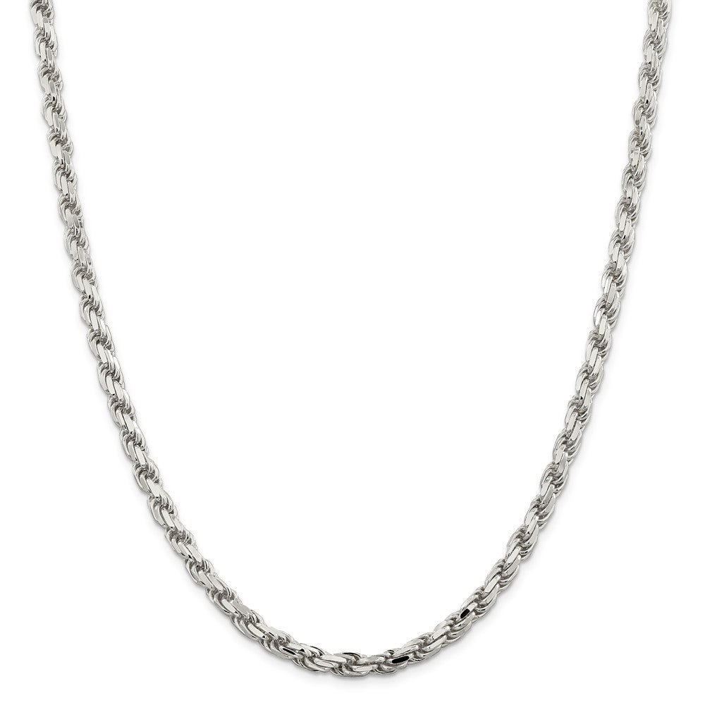 Million Charms 925 Sterling Silver 5.75mm Diamond-cut Rope Chain, Chain Length: 30 inches