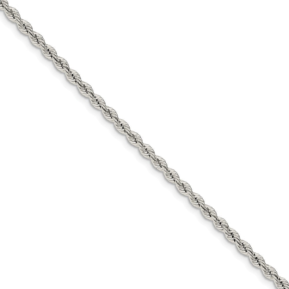 Million Charms 925 Sterling Silver 3.0mm Solid Rope Chain, Chain Length: 7 inches