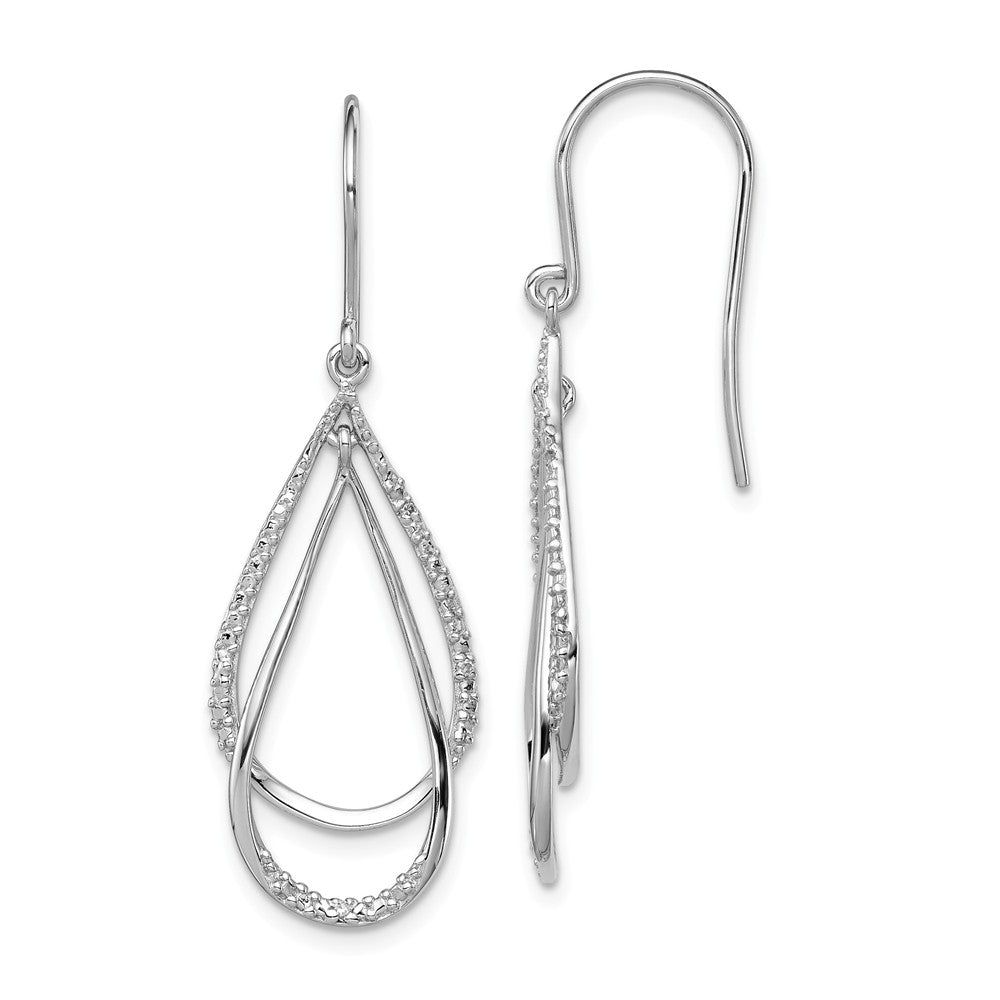 925 Sterling Silver Rhodium-Plated Diamond Dangle Earrings, 39mm x 13mm