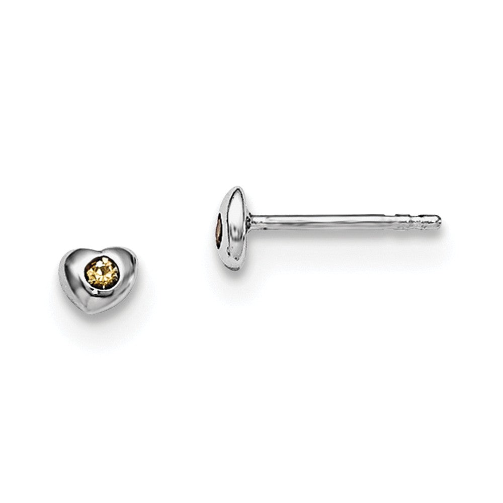 Stella Silver 925 Sterling Silver Madi K Rhodium-Plated Plated Preciosca Crystal Nov Heart Earrings, 4mm x 4mm