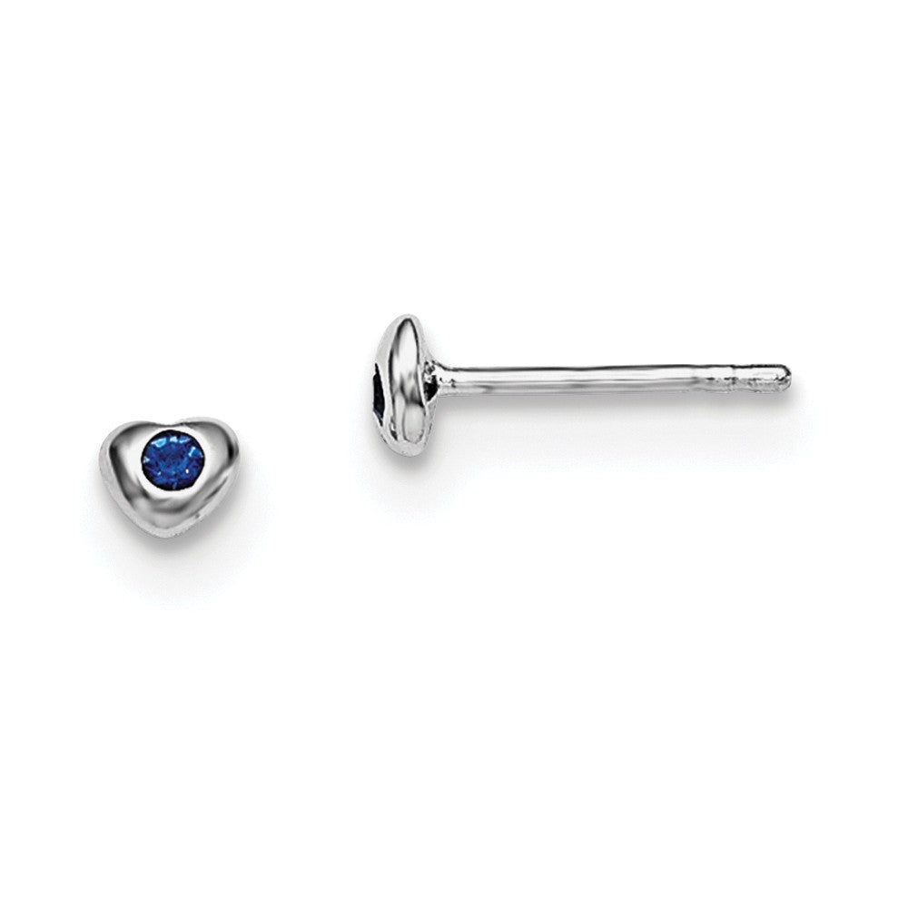 Stella Silver 925 Sterling Silver Madi K Rhodium-plated Preciosca Crystal Sept Heart Earrings, 4mm x 4mm