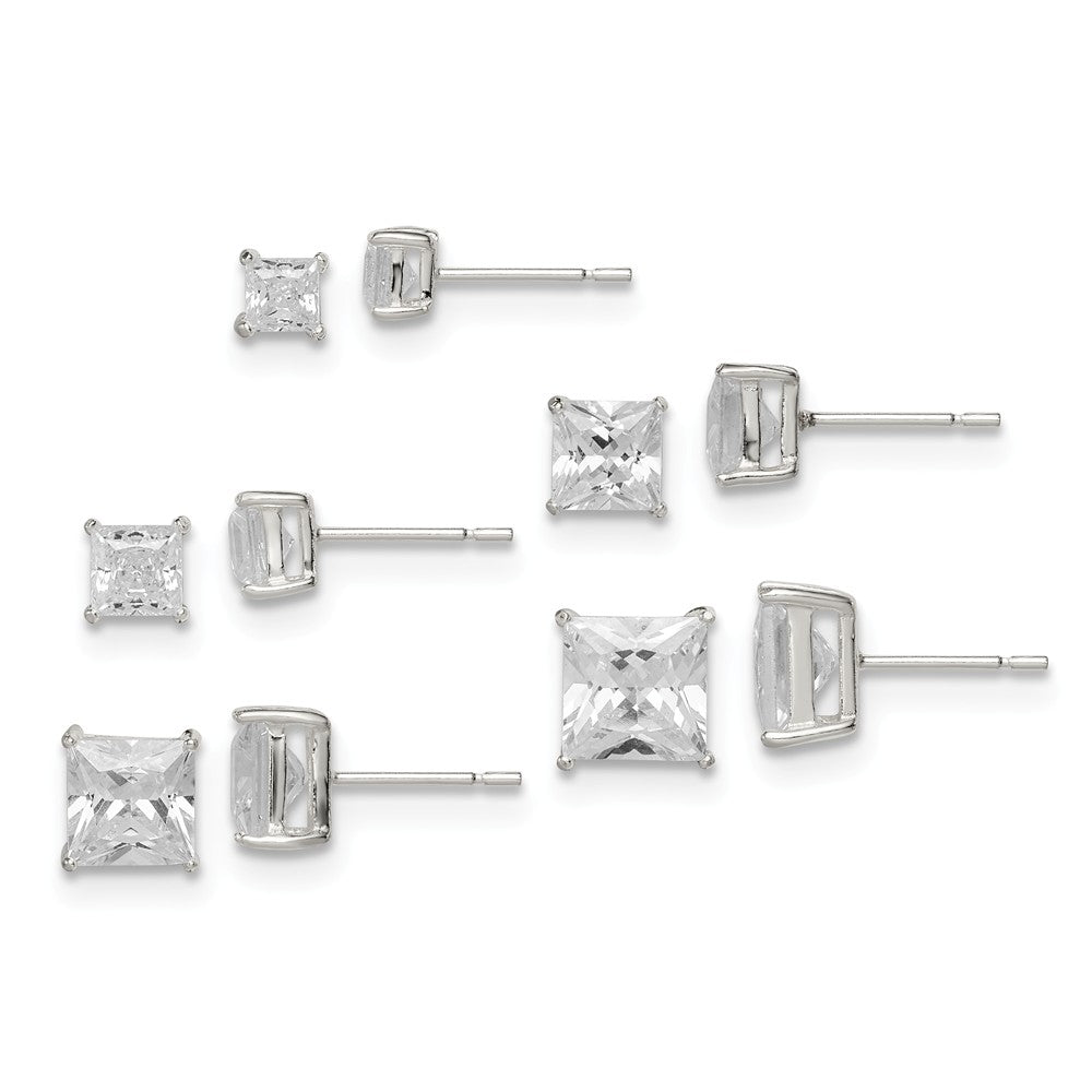 Stella Silver Jewelry Set - 925 Sterling Silver Polished White Cubic Zirconia ( CZ ) Post Set Earrings