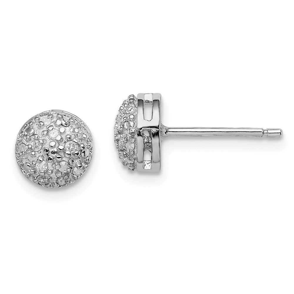 925 Sterling Silver Rhodium Diamond Post Earrings, 7mm x 7mm
