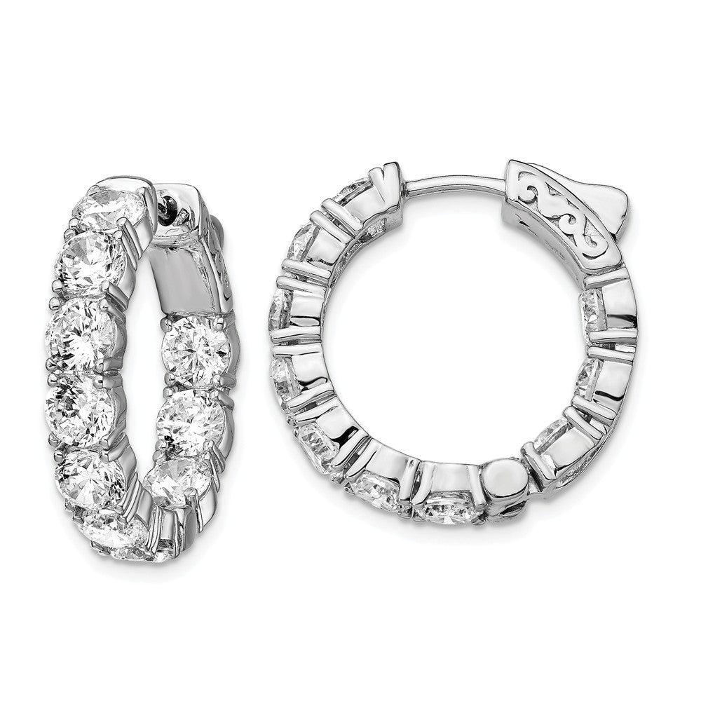 925 Sterling Silver Rhodium-plated Cubic Zirconia ( CZ ) In & Out Round Hoop Earrings, 22.54mm x 22.73mm