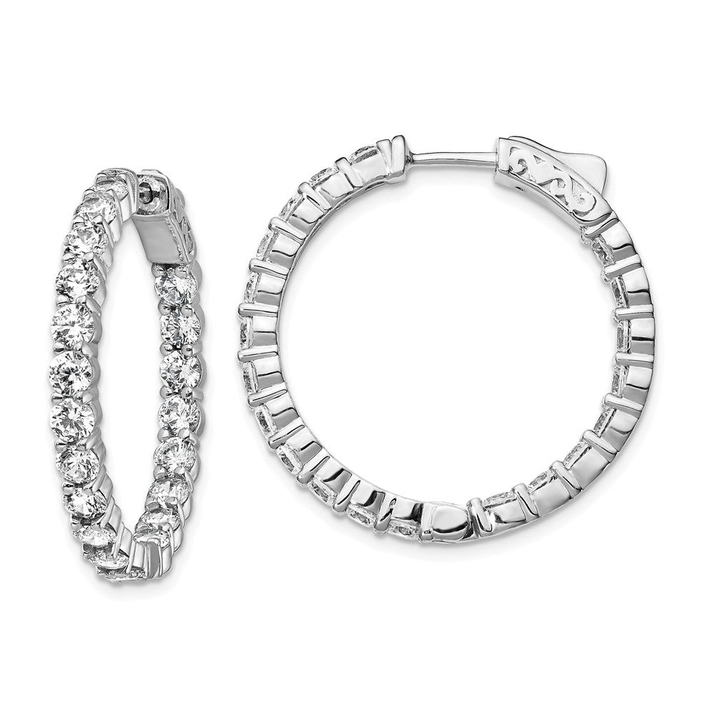 925 Sterling Silver Rhodium-plated Cubic Zirconia ( CZ ) In & Out Hoop Earrings, 29mm x 28.8mm