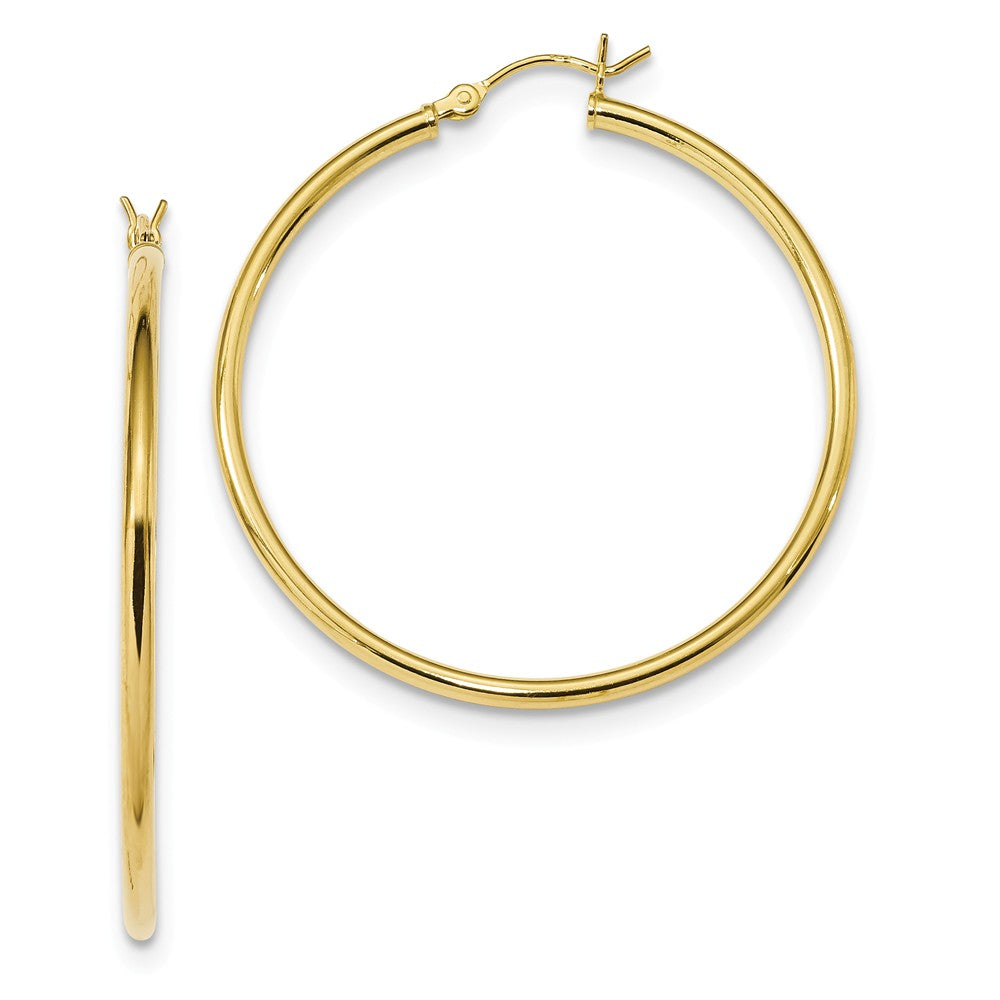 925 Sterling Silver Gold-Tone Polished Hoop Earrings, 41.23mm x 39.9mm
