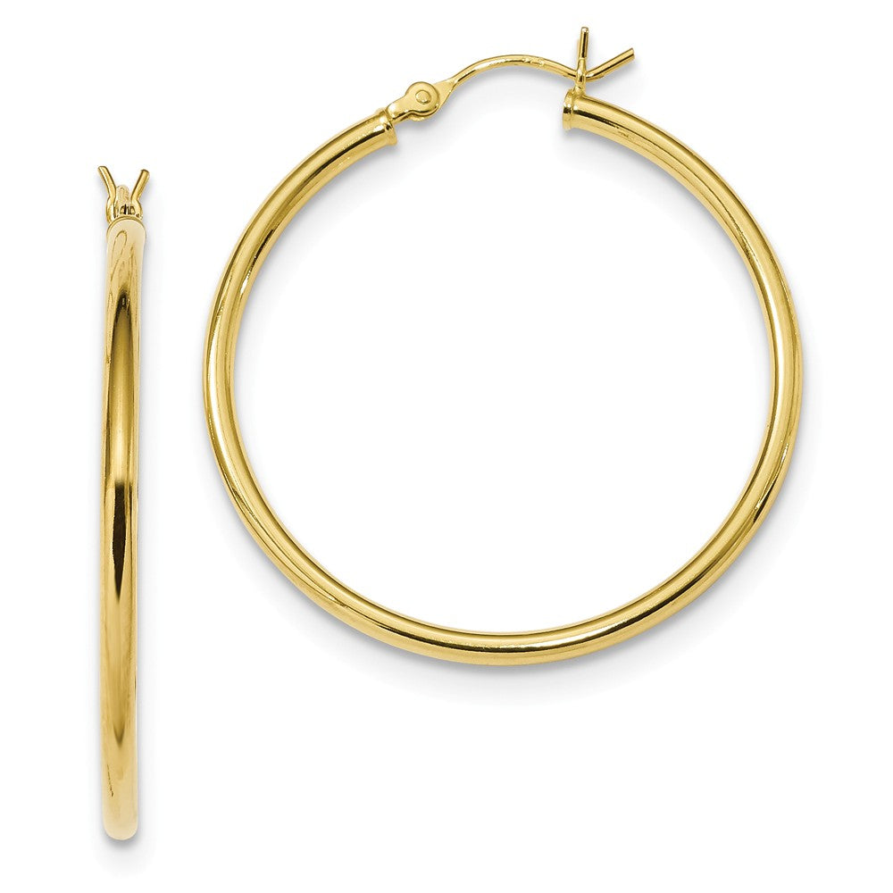 925 Sterling Silver Gold-Tone Polished Hoop Earrings, 36.4mm x 34.4mm