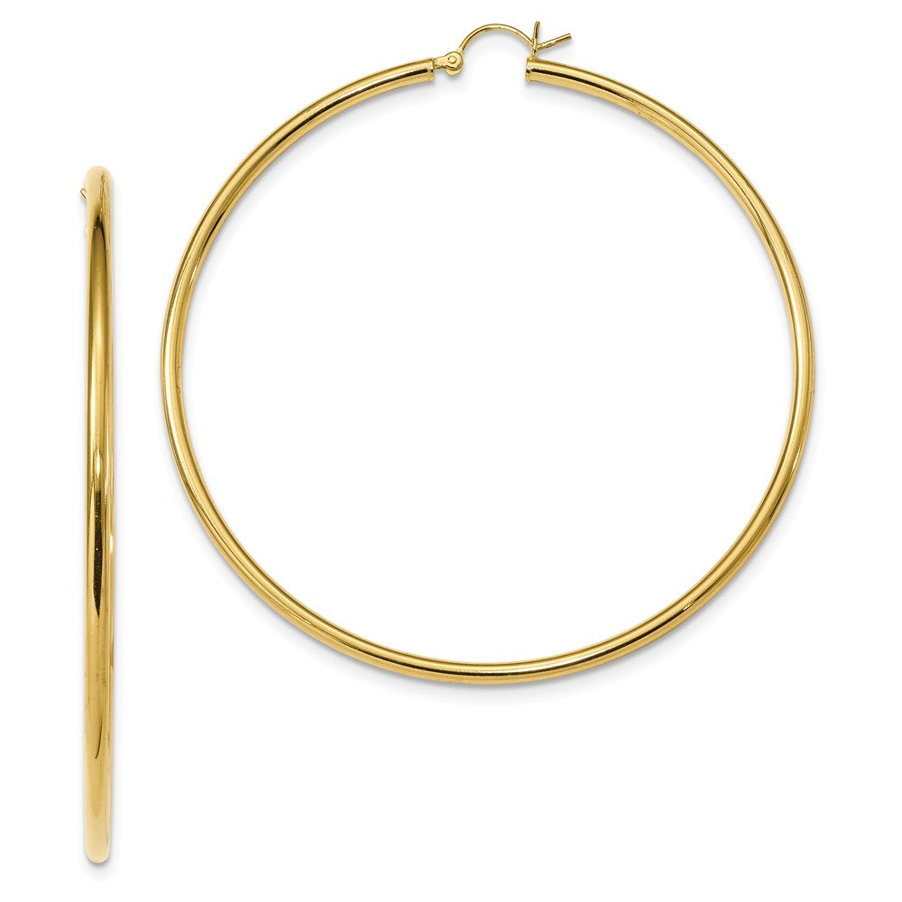 925 Sterling Silver Gold-Tone Polished Hoop Earrings, 72.9mm x 71.19mm