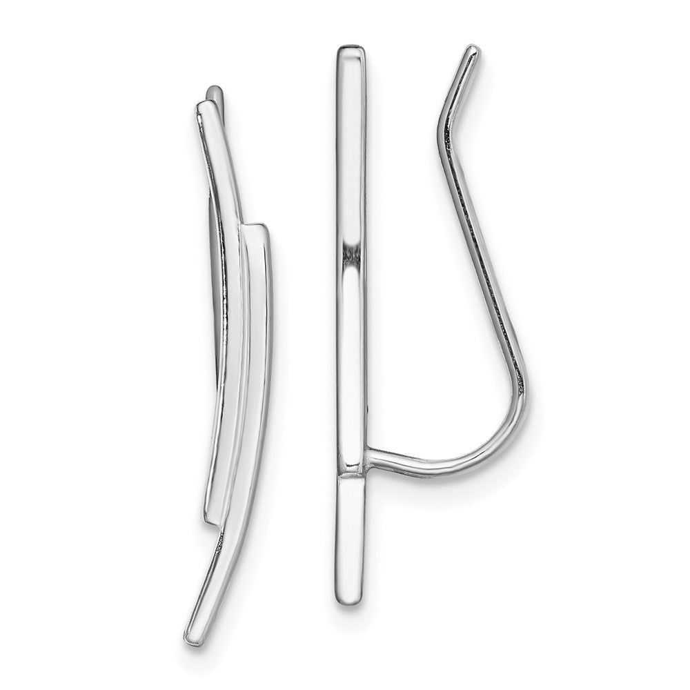 925 Sterling Silver Rhodium-plated Ear Climber Earrings, 23.44mm x 2.23mm