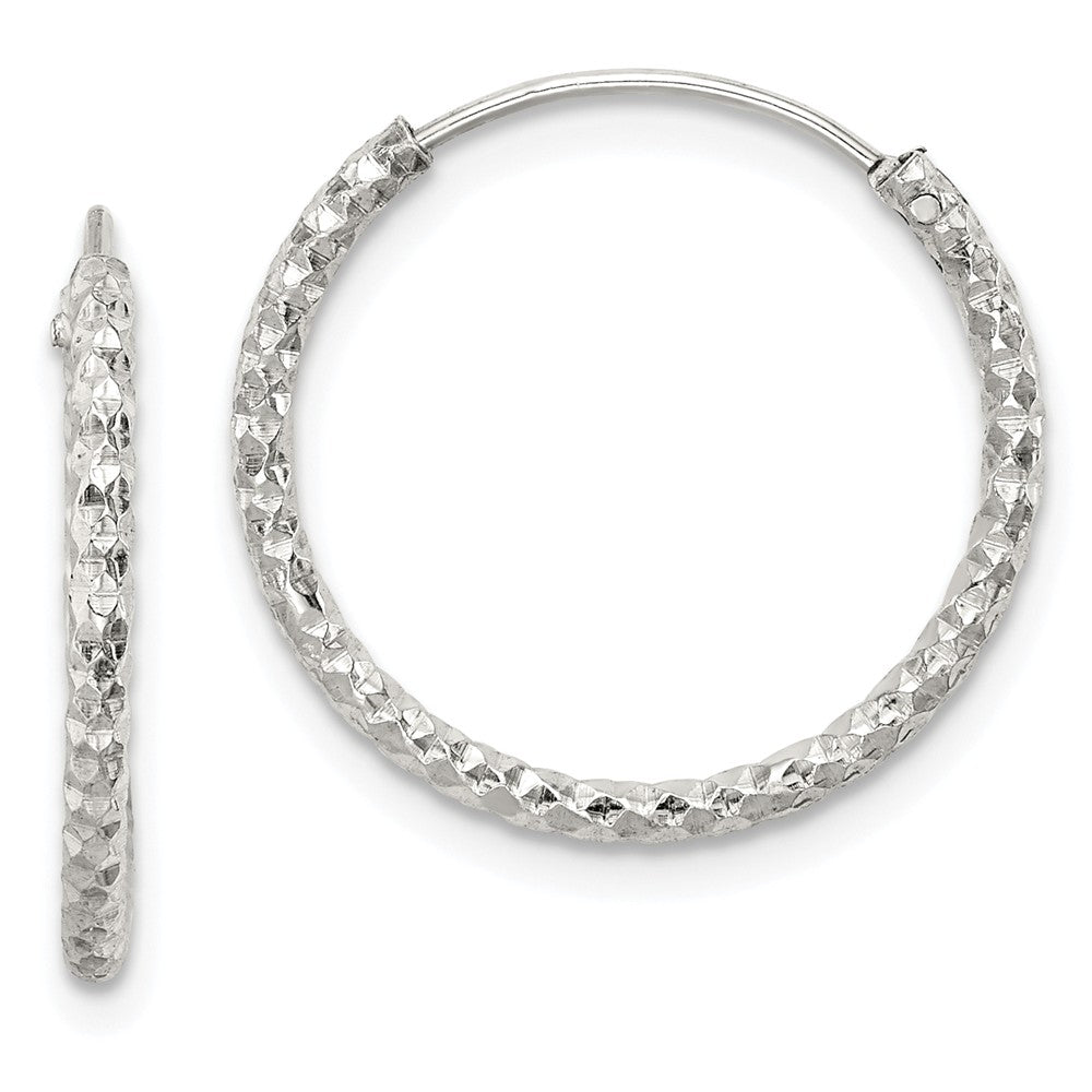 925 Sterling Silver Diamond-cut Hoop Earrings, 18.05mm x 18.8mm