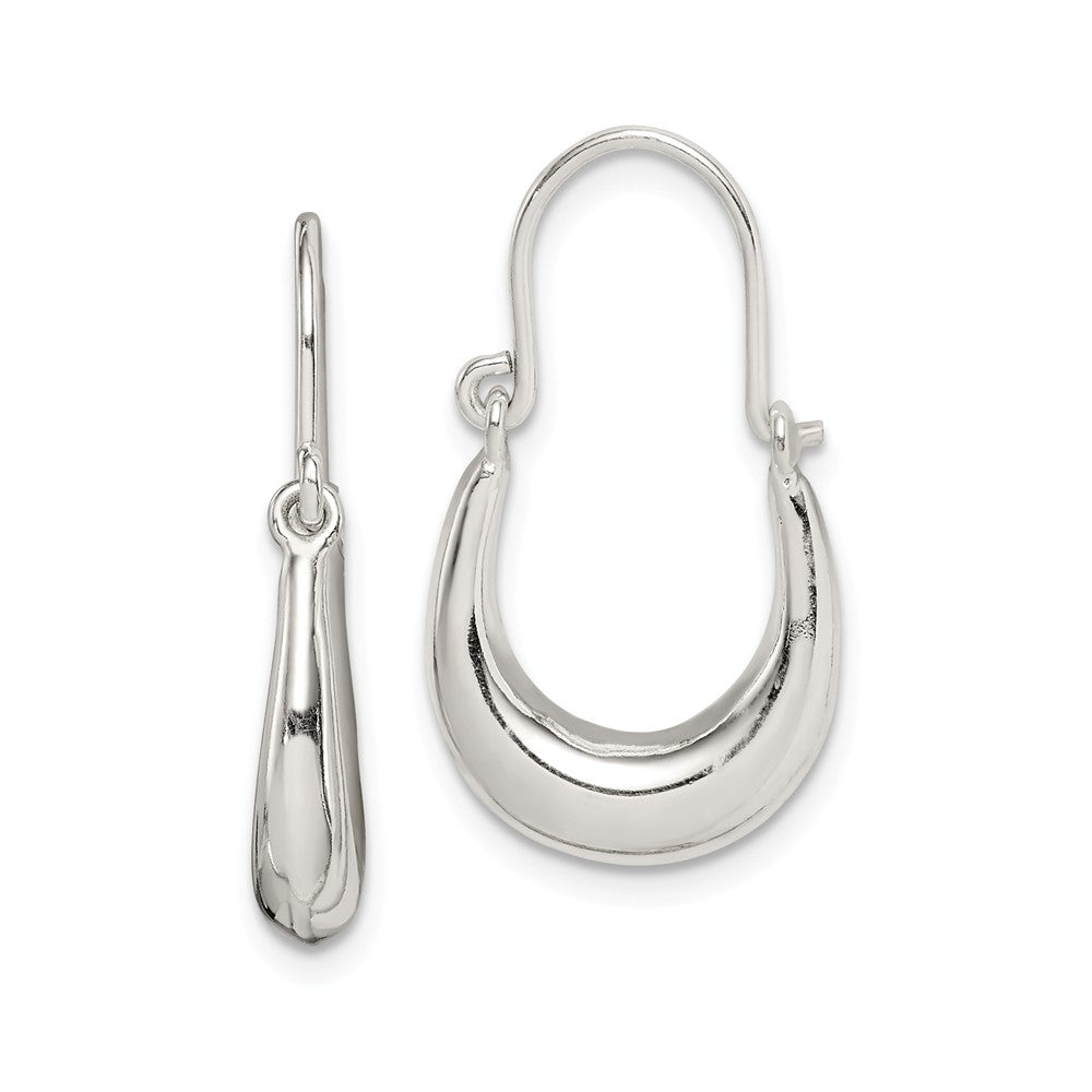 925 Sterling Silver Polished Hoop Earrings, 24.85mm x 13.75mm