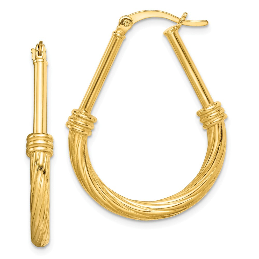 925 Sterling Silver Gold Tone Twisted Hoop Earrings, 33.5mm x 25.8mm