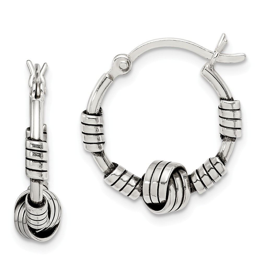 925 Sterling Silver Antiqued Hoop Earrings, 19.83mm x 18mm