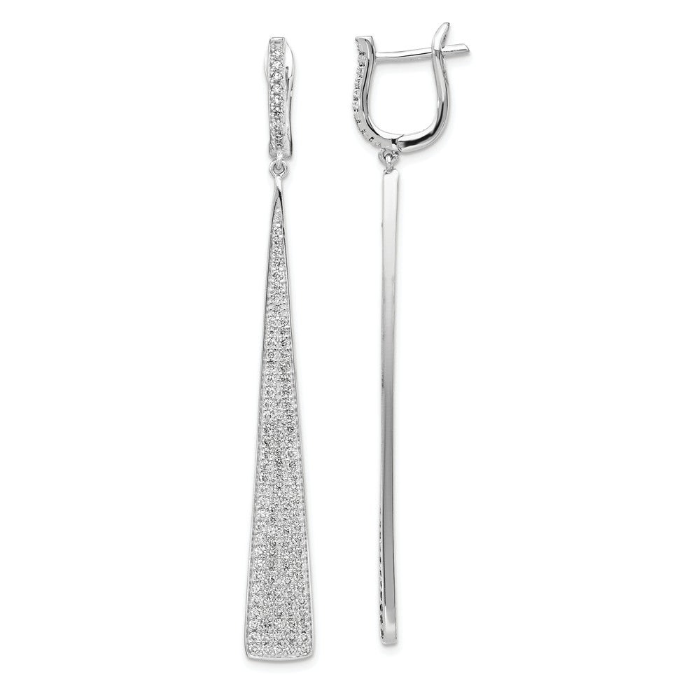 Stella Silver 925 Sterling Silver Cubic Zirconia ( CZ ) Triangle Dangle Hinged Earrings, 67.1mm x 7.3mm
