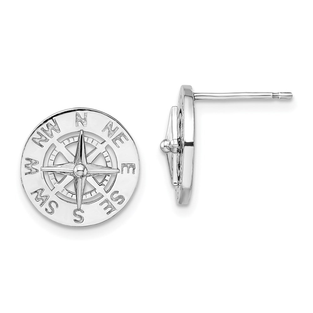 Million Themes 925 Sterling Silver Theme Earrings, Mini Nautical Compass Post Earrings