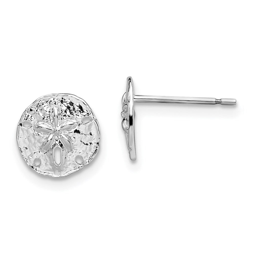 Million Themes 925 Sterling Silver Theme Earrings, Mini Sand Dollar, High Polish Post Earrings