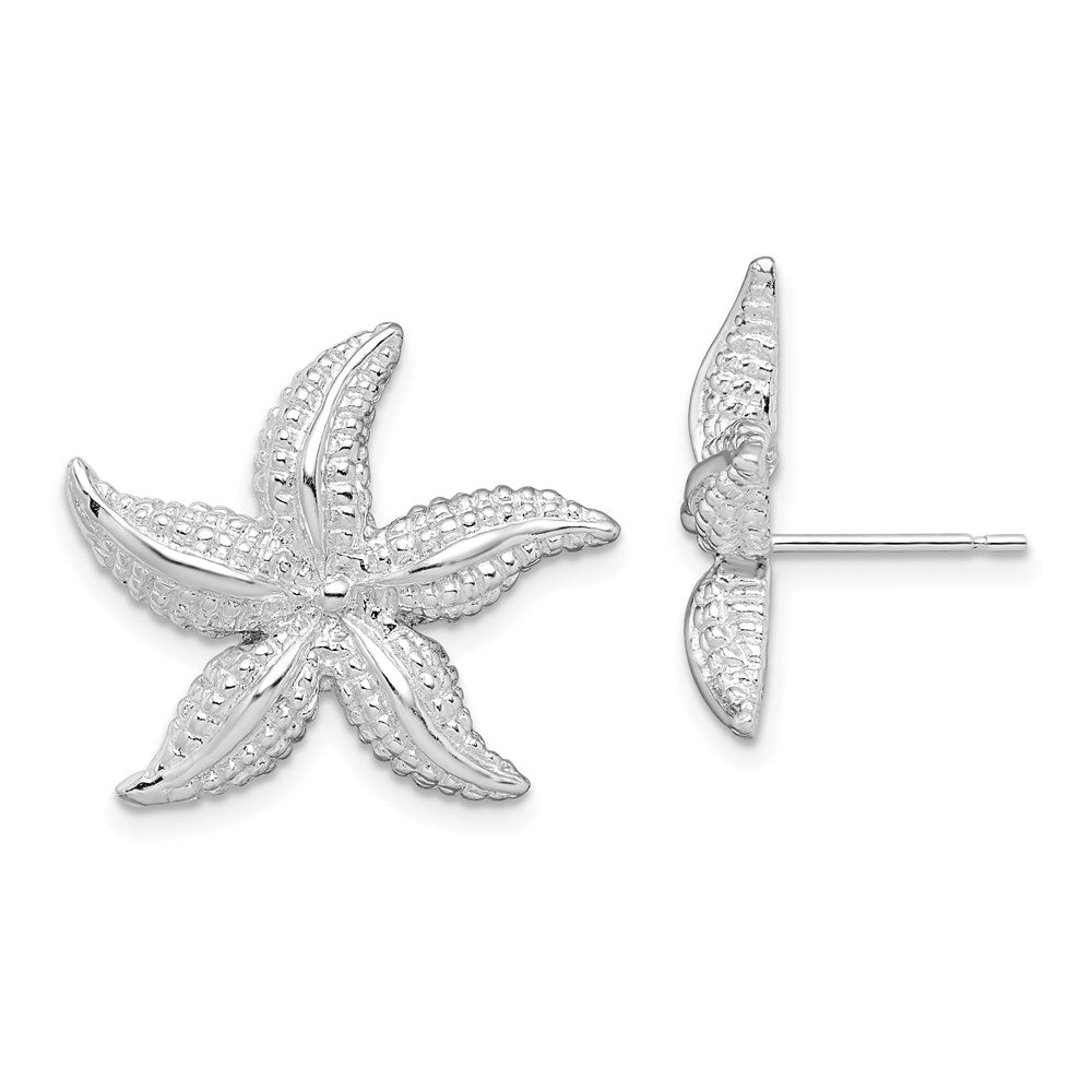 Million Charms 925 Sterling Silver Sea Life Nautical Charm Pendant, Starfish Post, High Polish & Textured 2-D