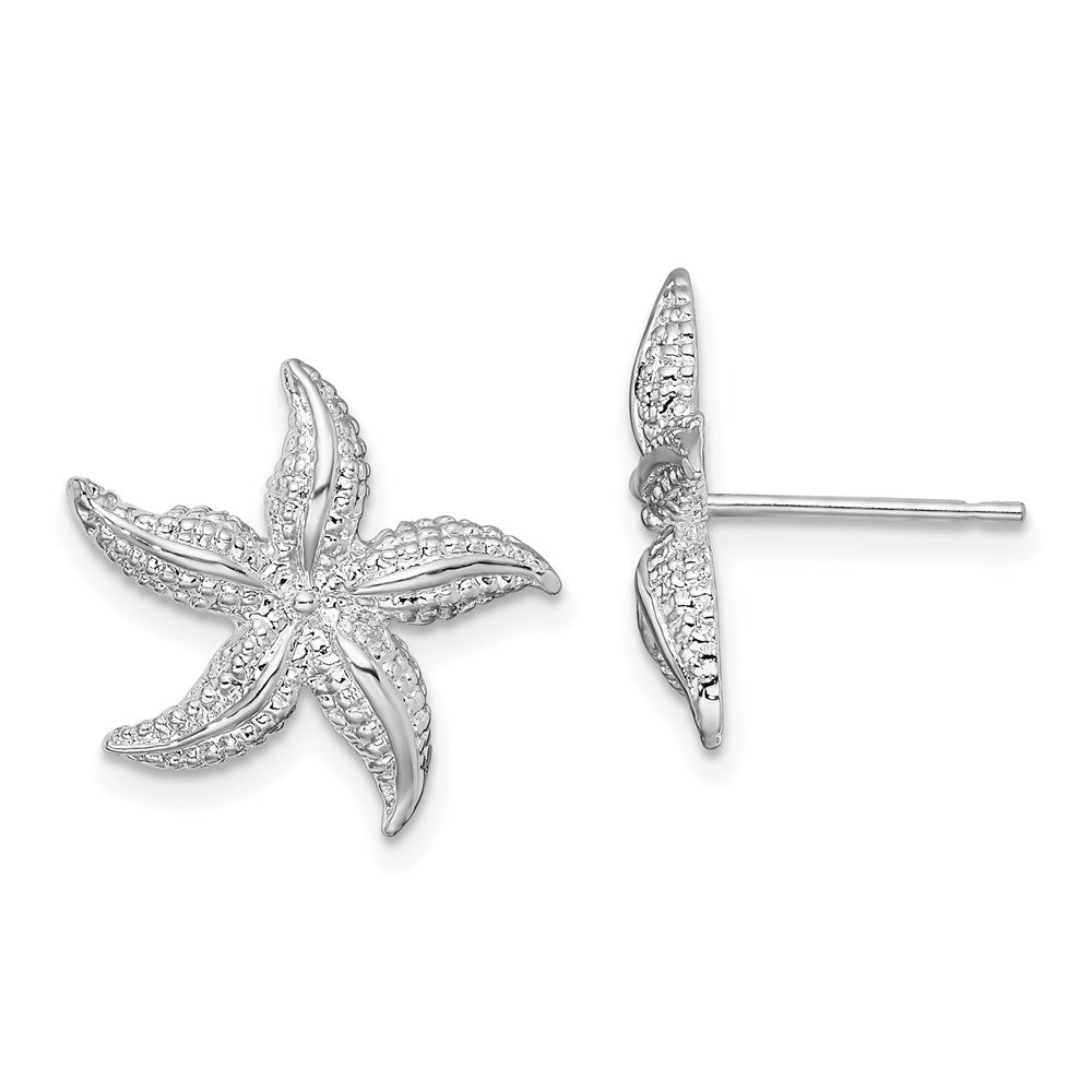 Million Charms 925 Sterling Silver Sea Life Nautical Charm Pendant, Starfish Post, High Polish & Textured 2-D