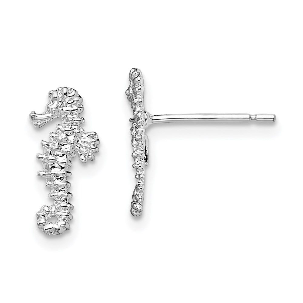Million Themes 925 Sterling Silver Nautical Sea Life Theme Earrings, Mini Seahorse Post Earrings