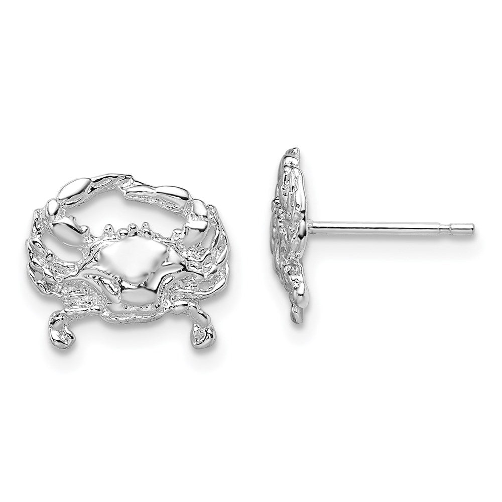 Million Themes 925 Sterling Silver Theme Earrings, Blue Crab Post Earrings, 2-D