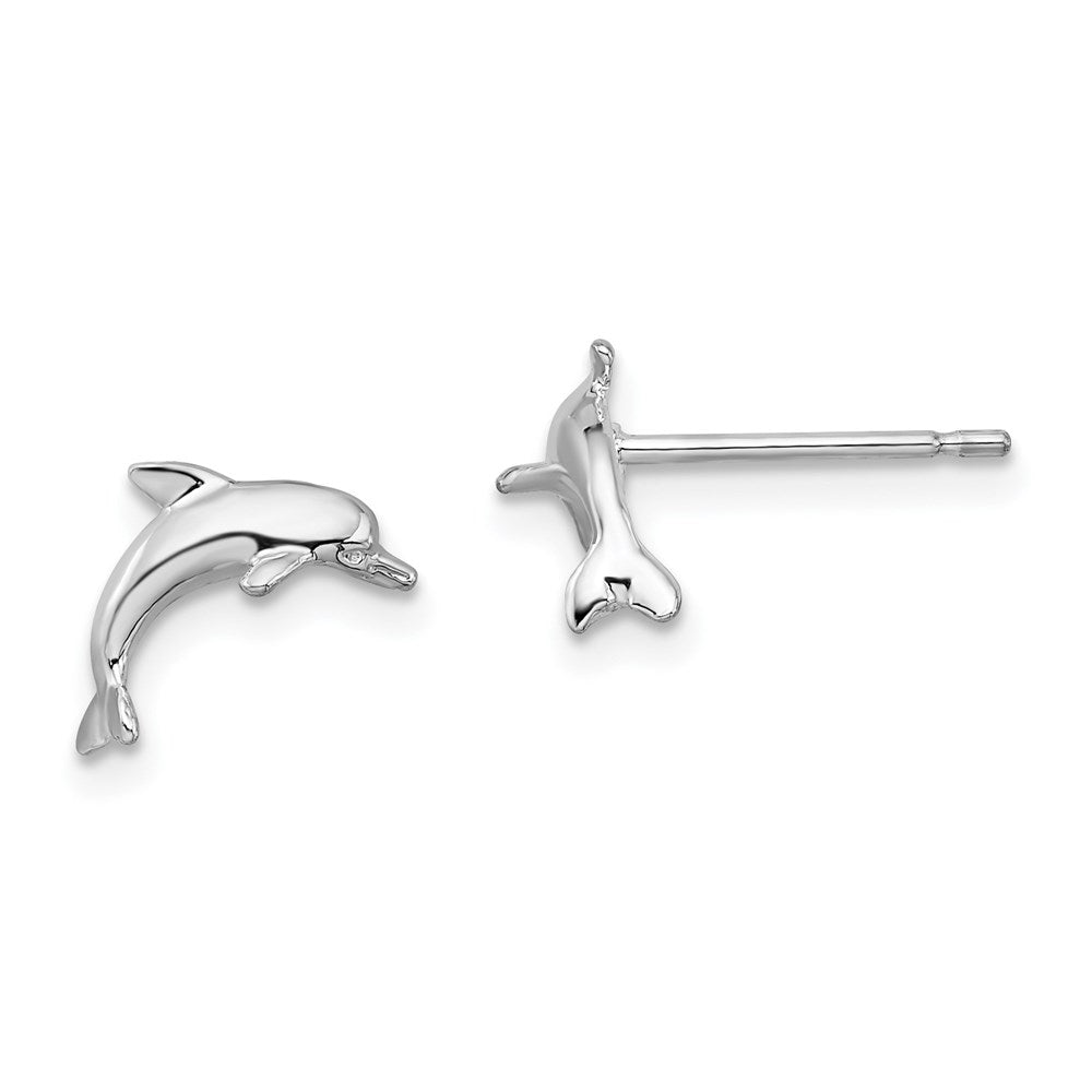 Million Themes 925 Sterling Silver Nautical Sea Life Theme Earrings, Dolphin Post Earrings, High Polish & 2-D