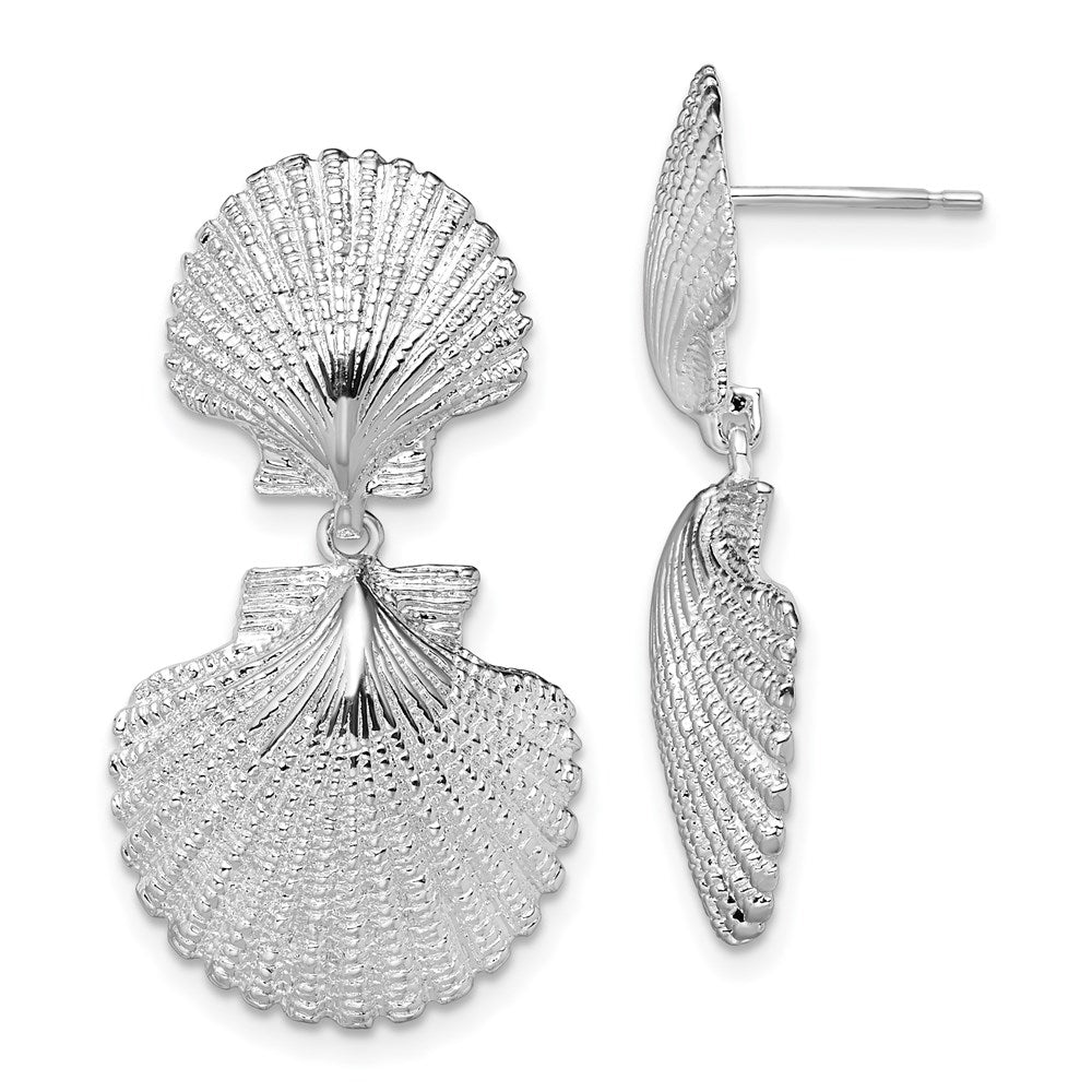 Million Themes 925 Sterling Silver Theme Earrings, Double Scallop Dangle Earrings