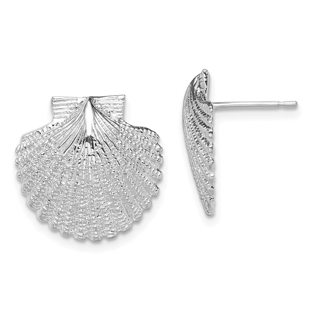 Million Themes 925 Sterling Silver Theme Earrings, Scallop Shell Post Earrings, 2-D Text
