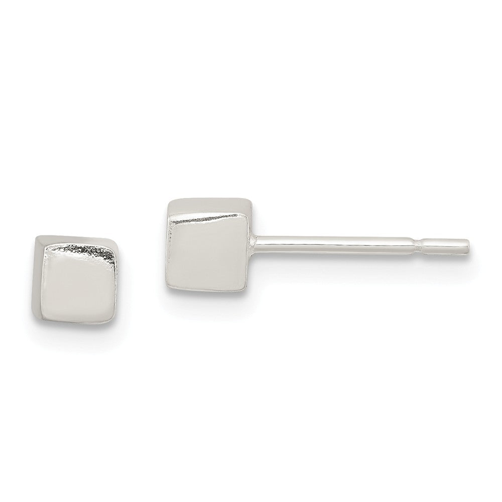 Stella Silver 925 Sterling Silver Polished 4mm Square Earrings, 4mm x 4mm