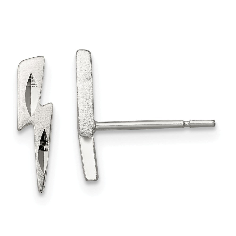 Stella Silver 925 Sterling Silver Lightning Bolt Post Earrings, 12mm x 3mm