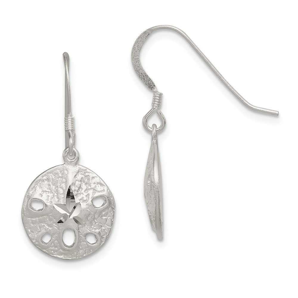 Stella Silver 925 Sterling Silver Sand Dollar Earrings, 29mm x 13mm