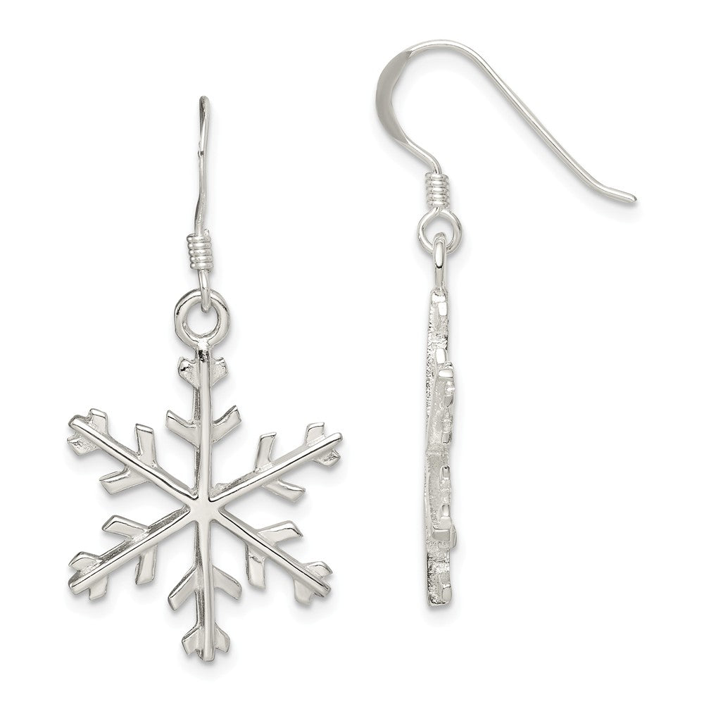Stella Silver 925 Sterling Silver Snowflake Dangle Earrings, 39mm x 20mm