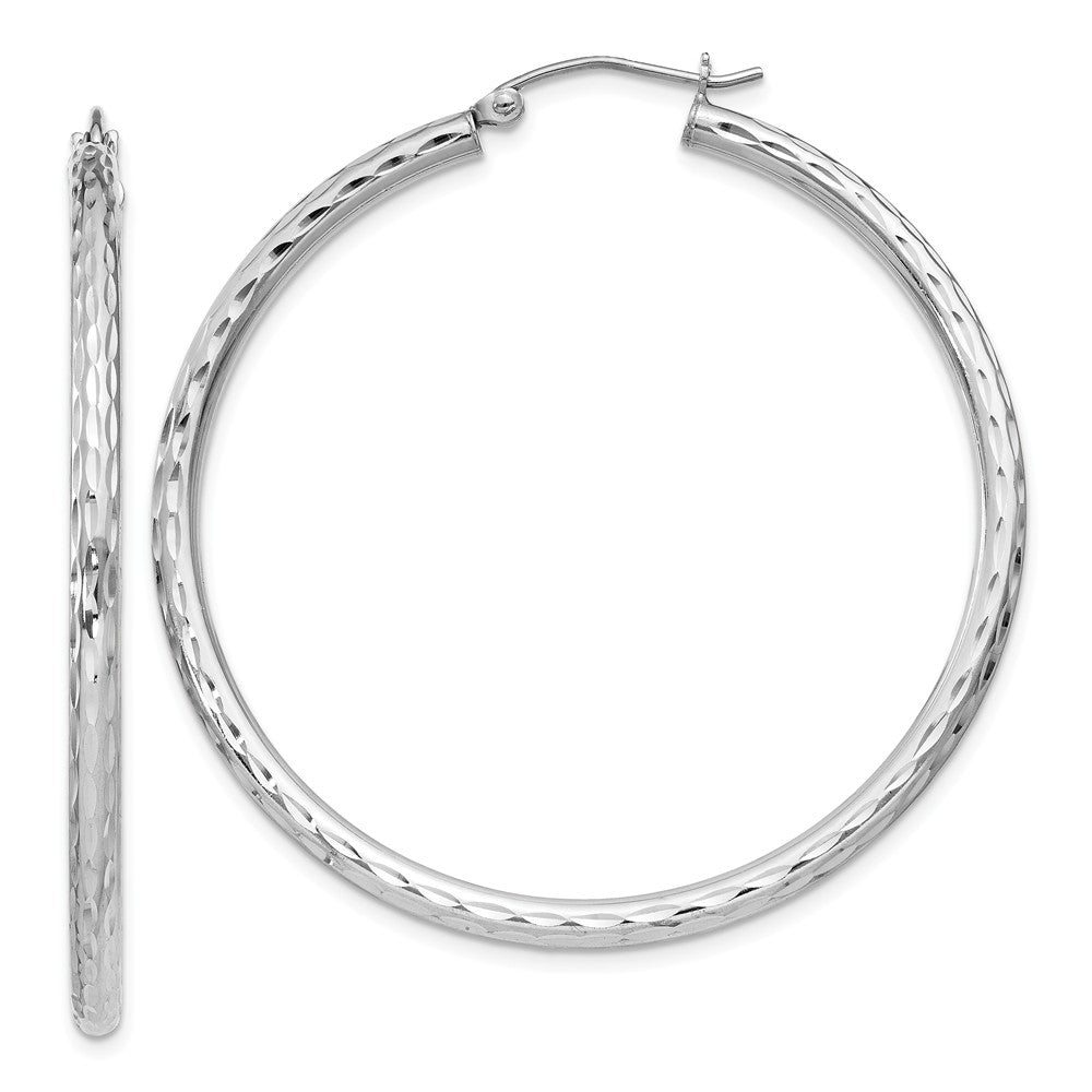 Stella Silver 925 Sterling Silver Rhodium-plated 2.25mm Diamond-cut Hoop Earrings, 46mm x 45mm