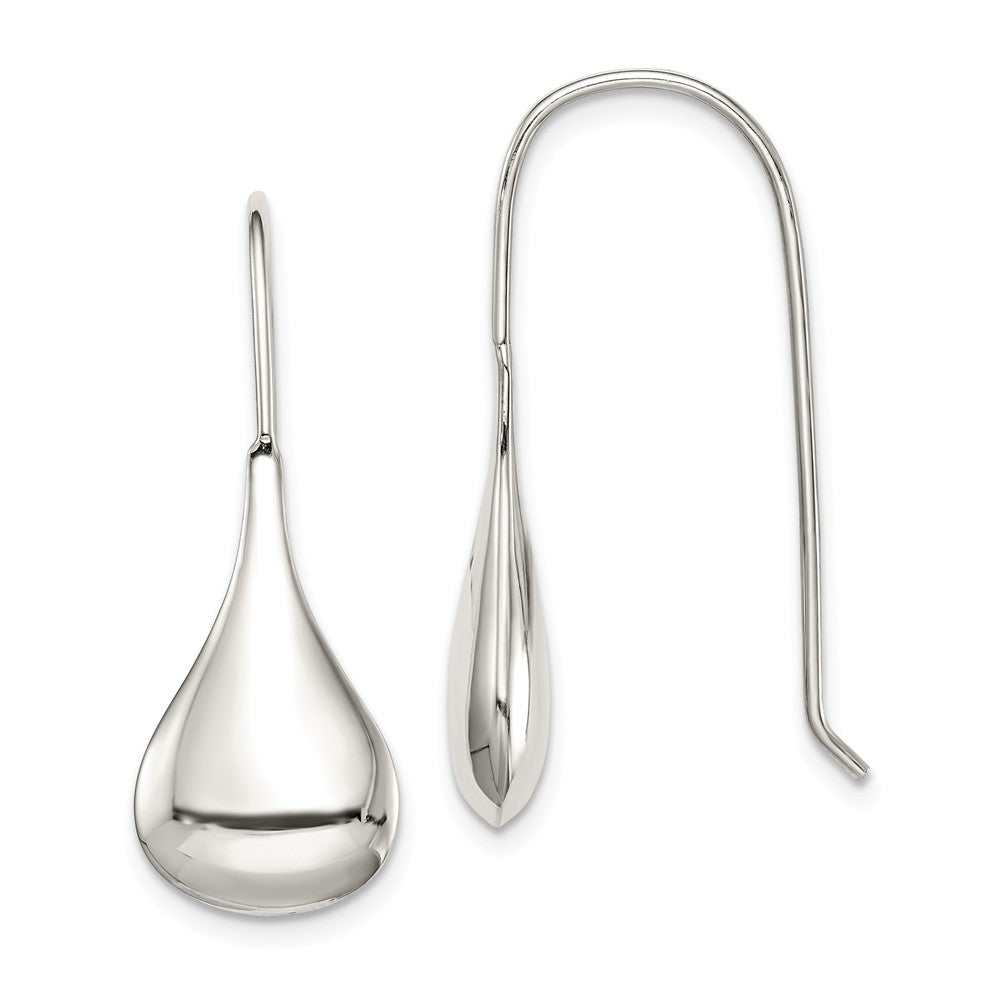 Stella Silver 925 Sterling Silver Tear Drop Shaped Drop Wire Earrings, 36mm x 13mm