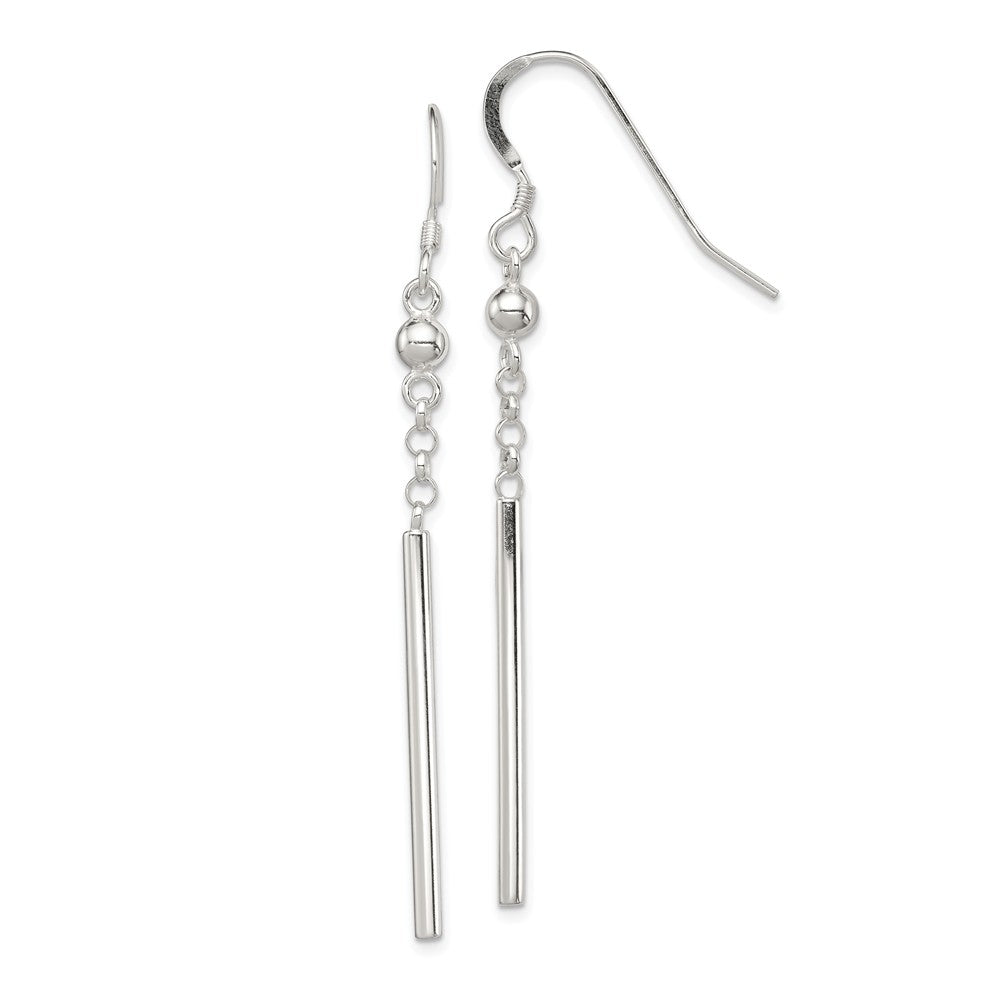 Stella Silver 925 Sterling Silver Fancy Bar Dangle Earrings, 63mm x 3mm